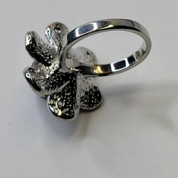 Genuine Brown Pearl and Swaroski Flower Ring Size 6 - Picture 9 of 12